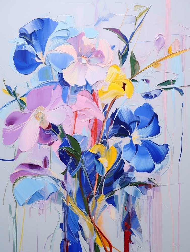 Abstract Flower Painting Periwinkle 1