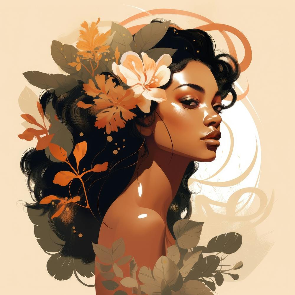 Black Woman With Flowers 4