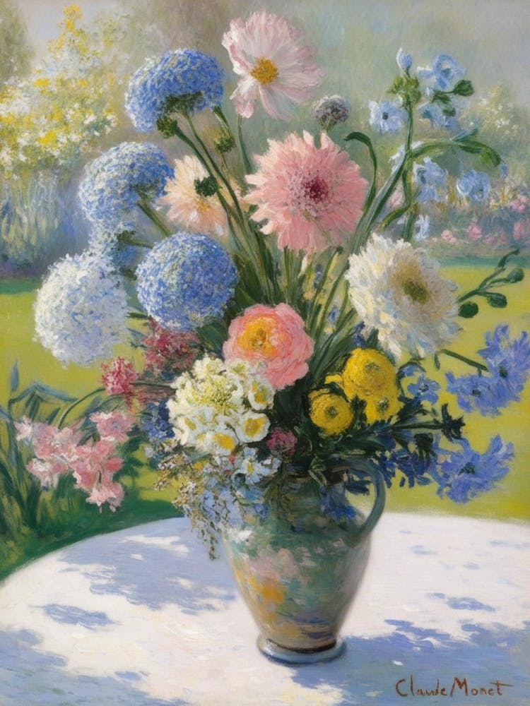 Flowers In A Vase Inspired By Claude Monet 1