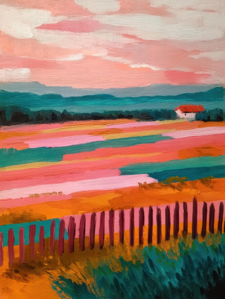Sunset Over A Field