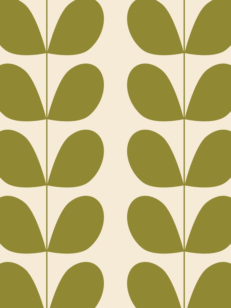 Mid Century Modern Leaf Print Green