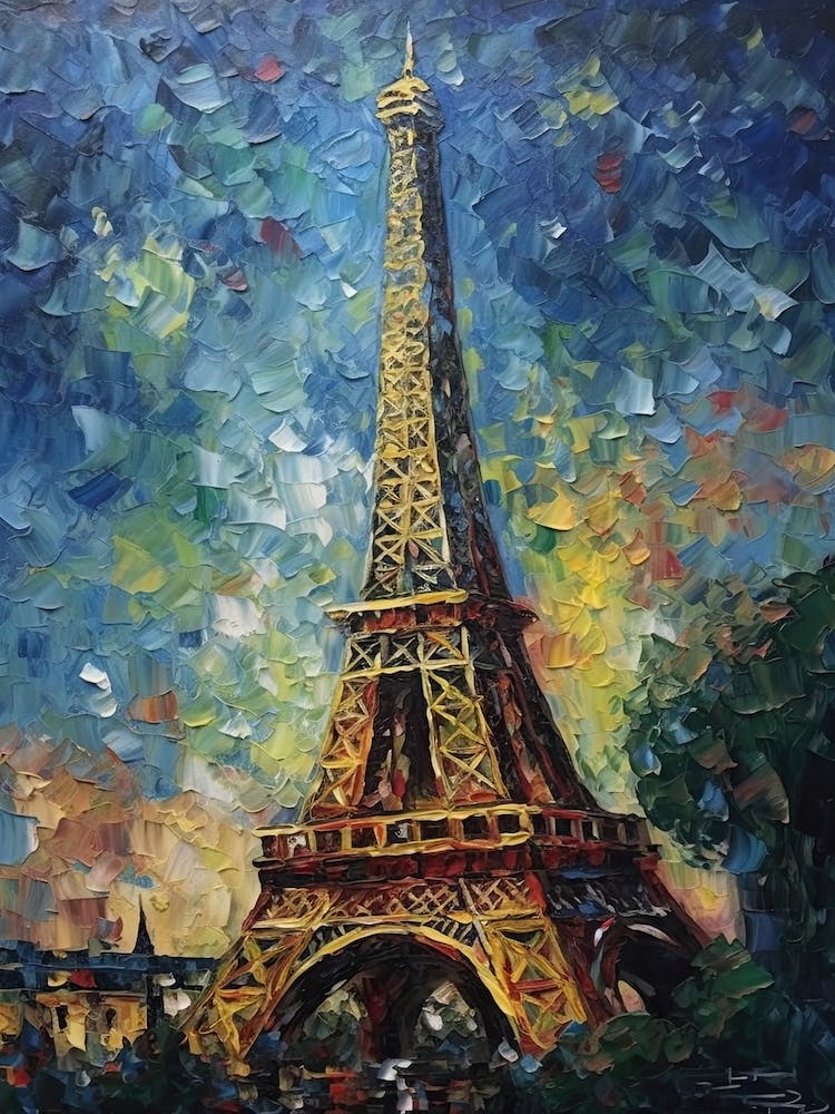 Eiffel Tower Paris France Vincent Van Gogh Style 18