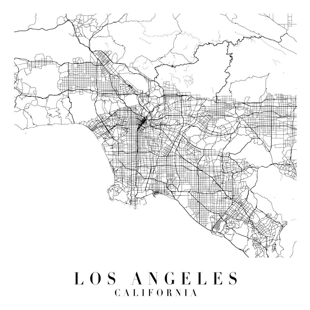 Los Angeles California Street Map Minimal Square