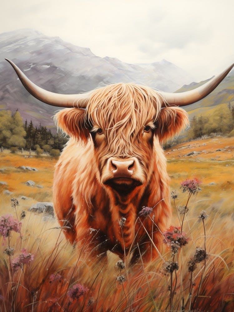Warm Tones Watercolour Highland Cow 2