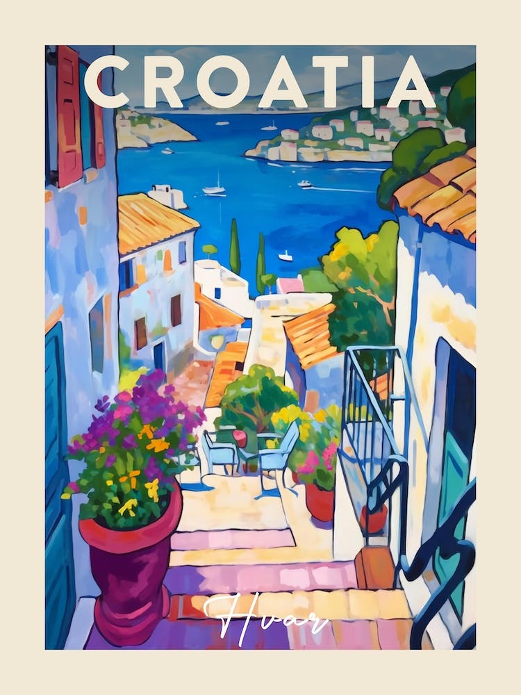 Hvar Croatia 4 Fauvist Painting  Travel Poster