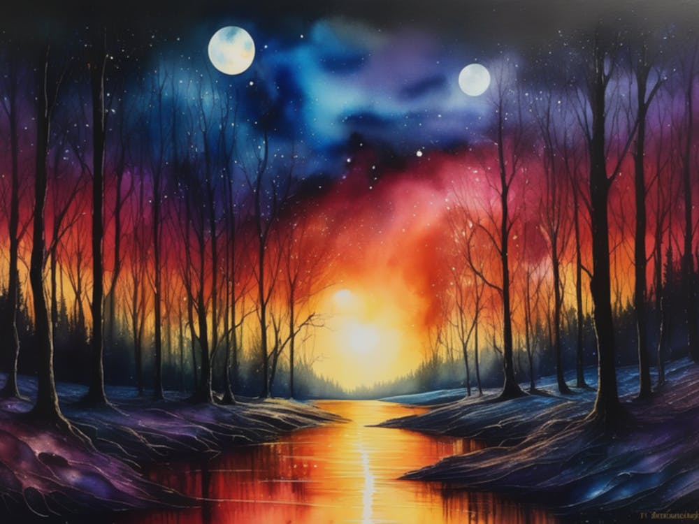 Coucher de soleil dans les bois