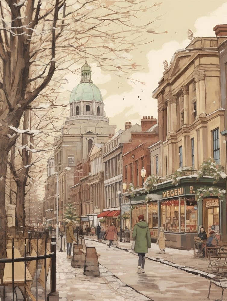 Vintage Winter Illustration Belfast Northern Ireland 2