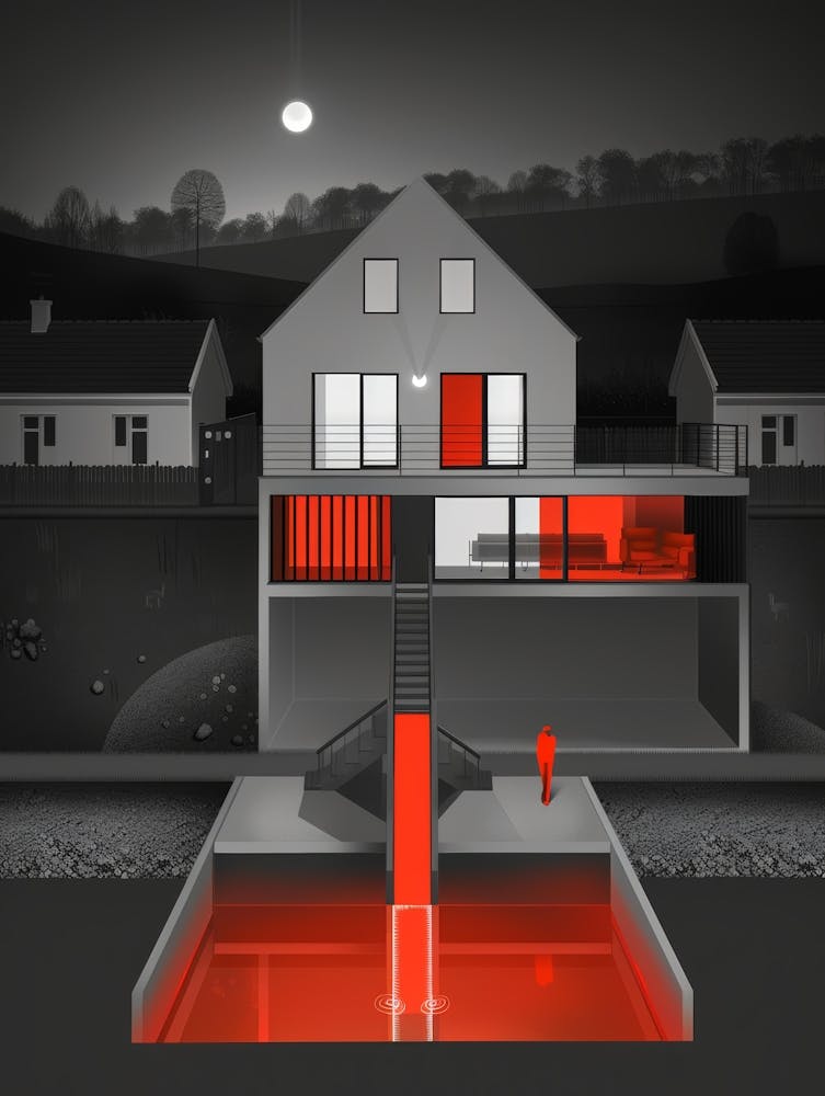 Red House At Night