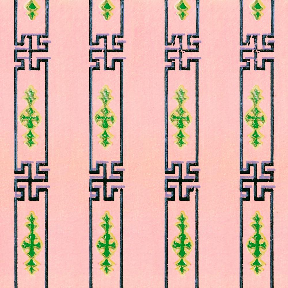 Vintage Ukiyo-e Woodblock Print Of Japanese Textile, Shima Shima, Furuya Korin (107)