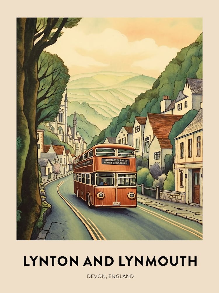 Devon Vintage Travel Poster Lynton And Lynmouth 3