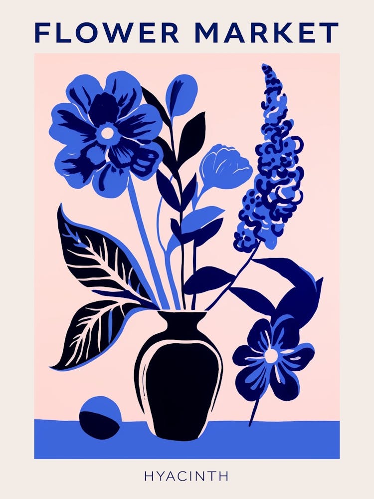 Blue Flower Market Poster Hyacinth 2