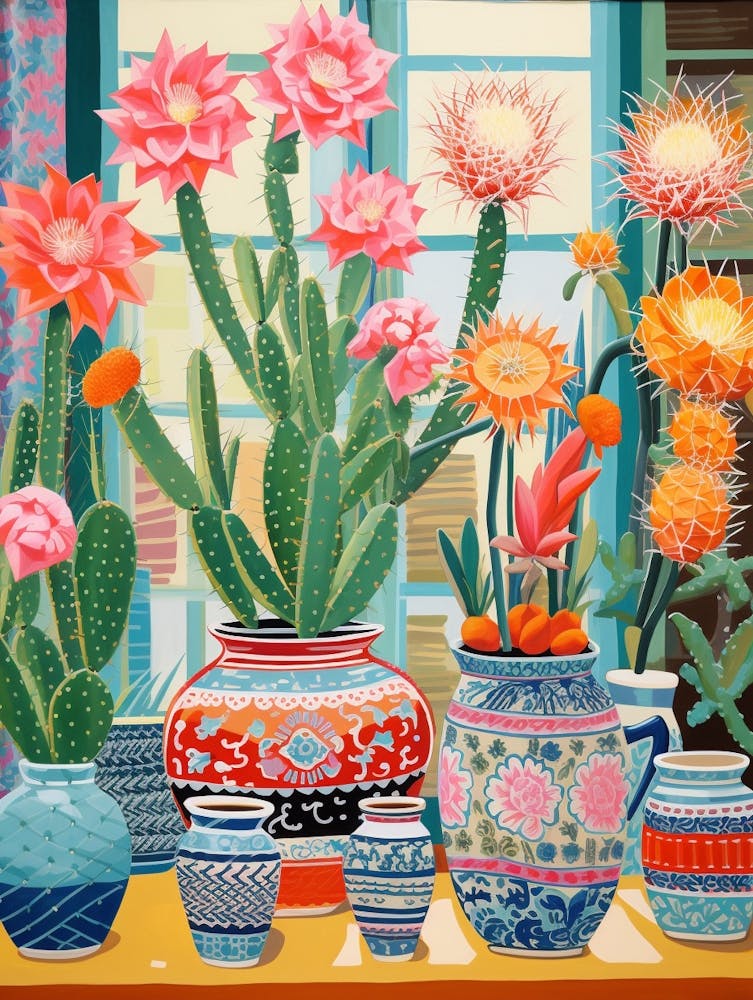 Cactus Painting Maximalist Still Life Melocactus Cactus 3