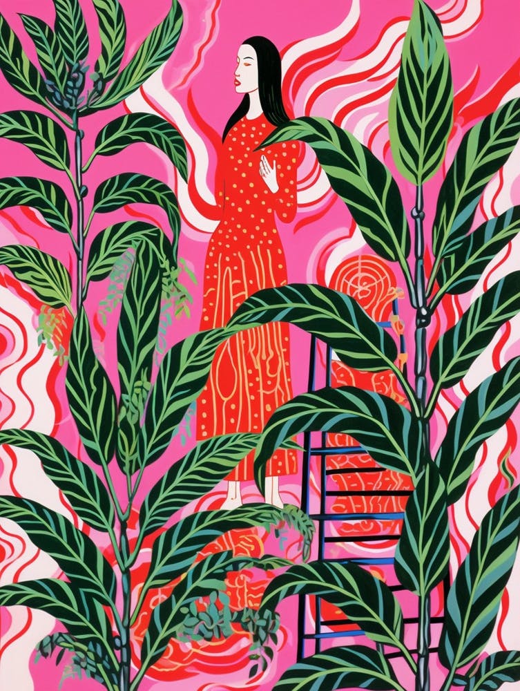 Pink And Red Plant Illustration Chinese Evergreen 2