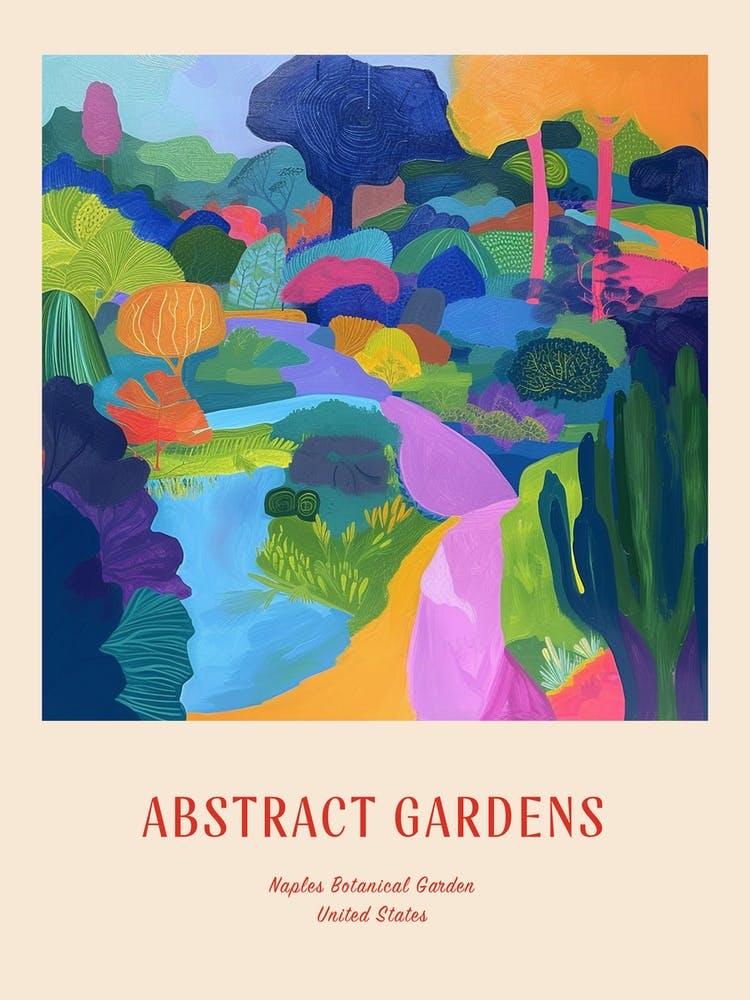 Colourful Gardens Naples Botanical Garden Usa 4 Red Poster