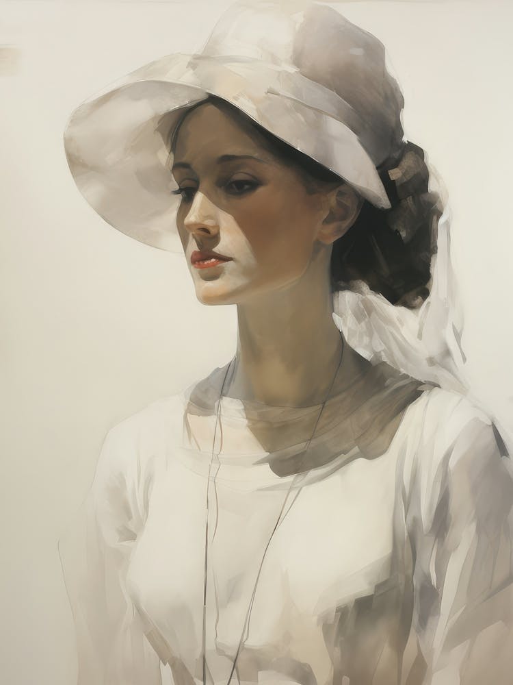 Victorian Woman Vintage Painting