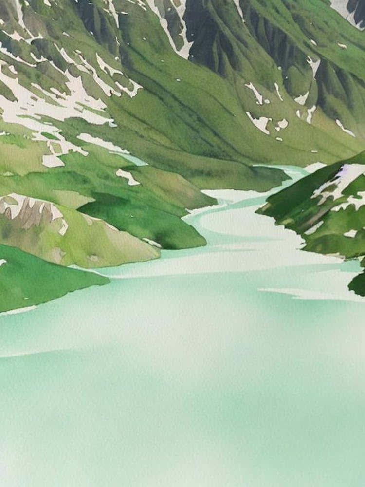 Huascarán National Park Peru Water Colour Poster