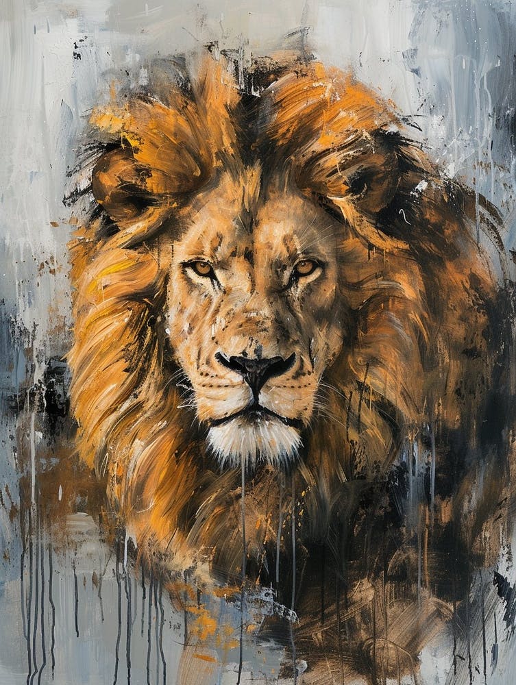 Barbary Lion Symbolic Acrylic Painting 1
