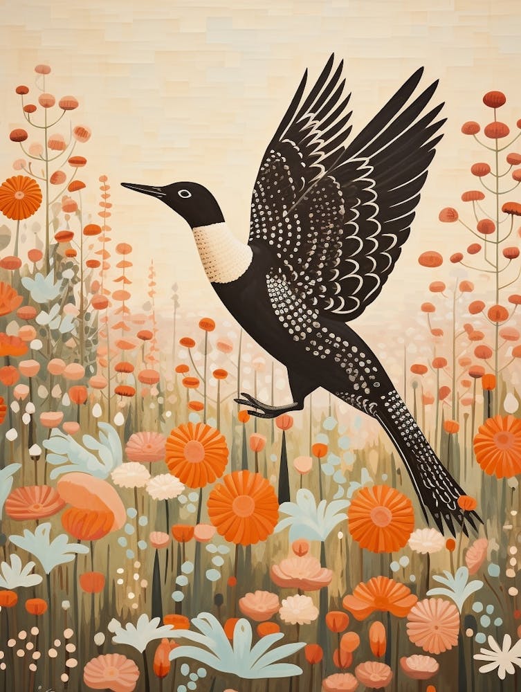 Plongeon 1 Peinture d'Oiseau Détaillée
