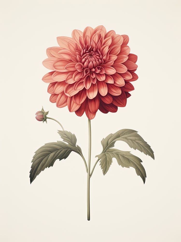 Dahlias Flower Vintage Botanical 1