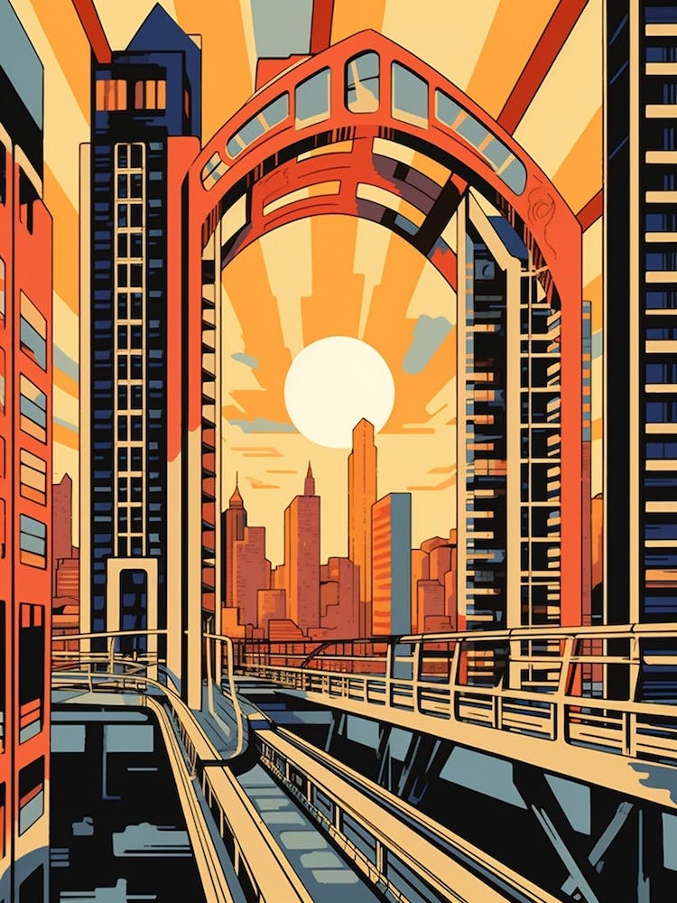 Umeda Sky Building, Japan Vintage Travel Art 3