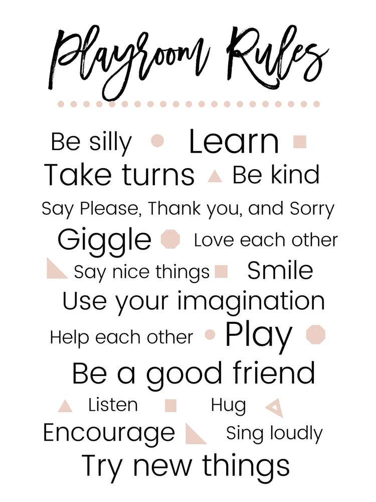 Peach Playroom Rules