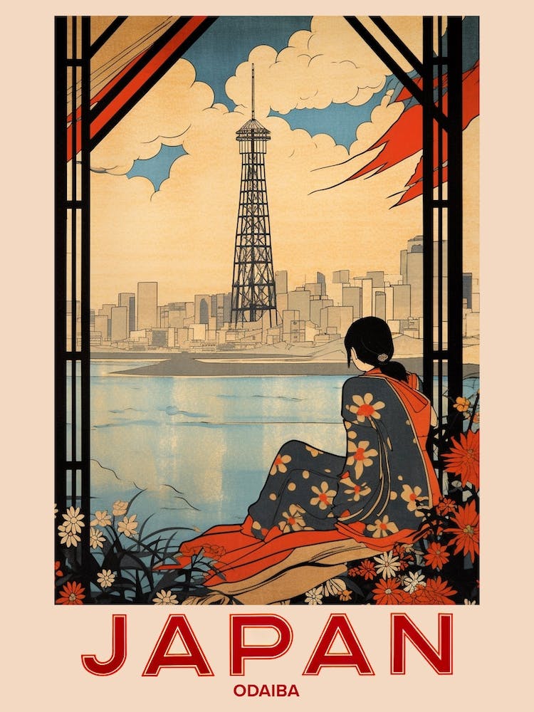 Odaiba, Visit Japan Vintage Travel Art 1