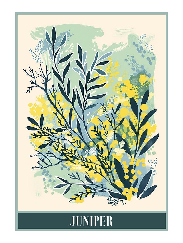 Juniper Tree Flat Illustration 3 Poster