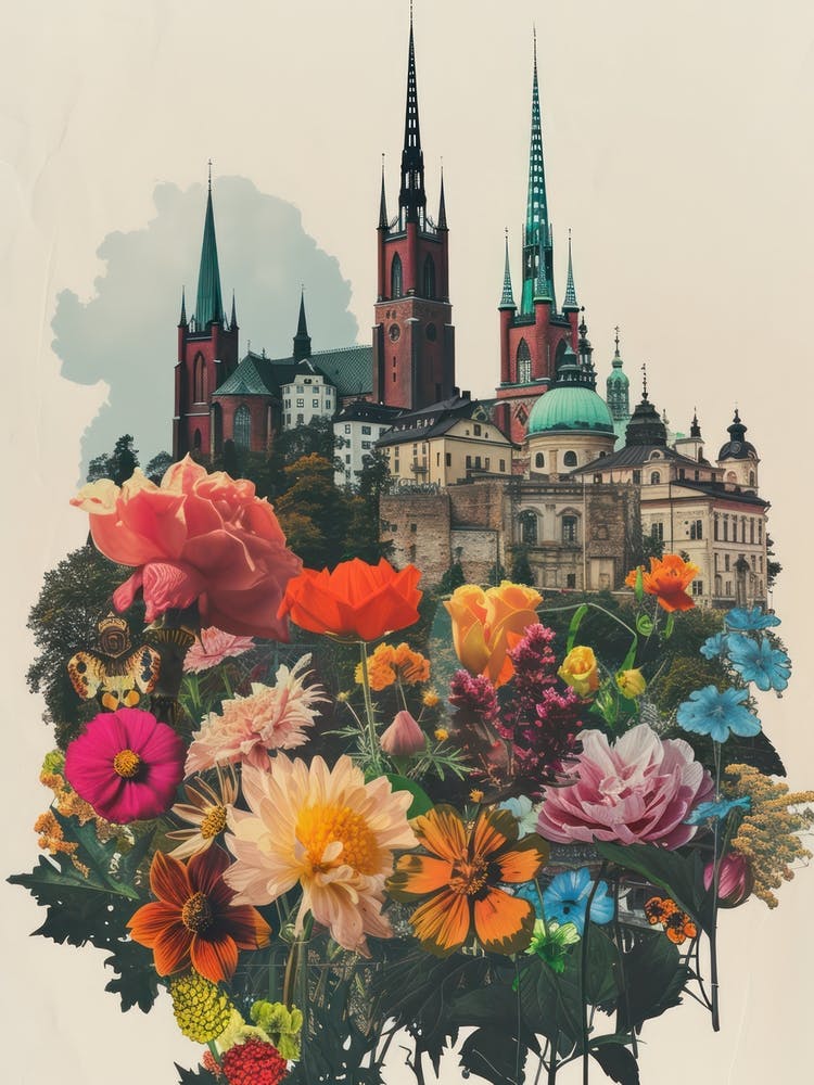Sweden   Floral Retro Collage Style 3