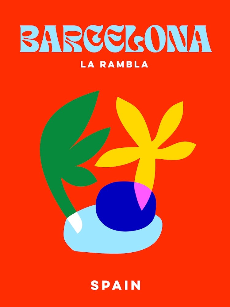 Take me to Barcelona Spain - Minimal Bright Red Summer - Travel series