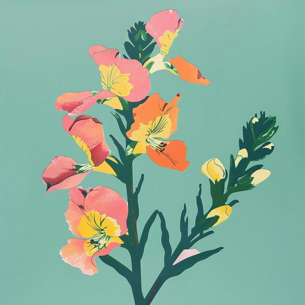Snapdragon 2 Square Flower Illustration