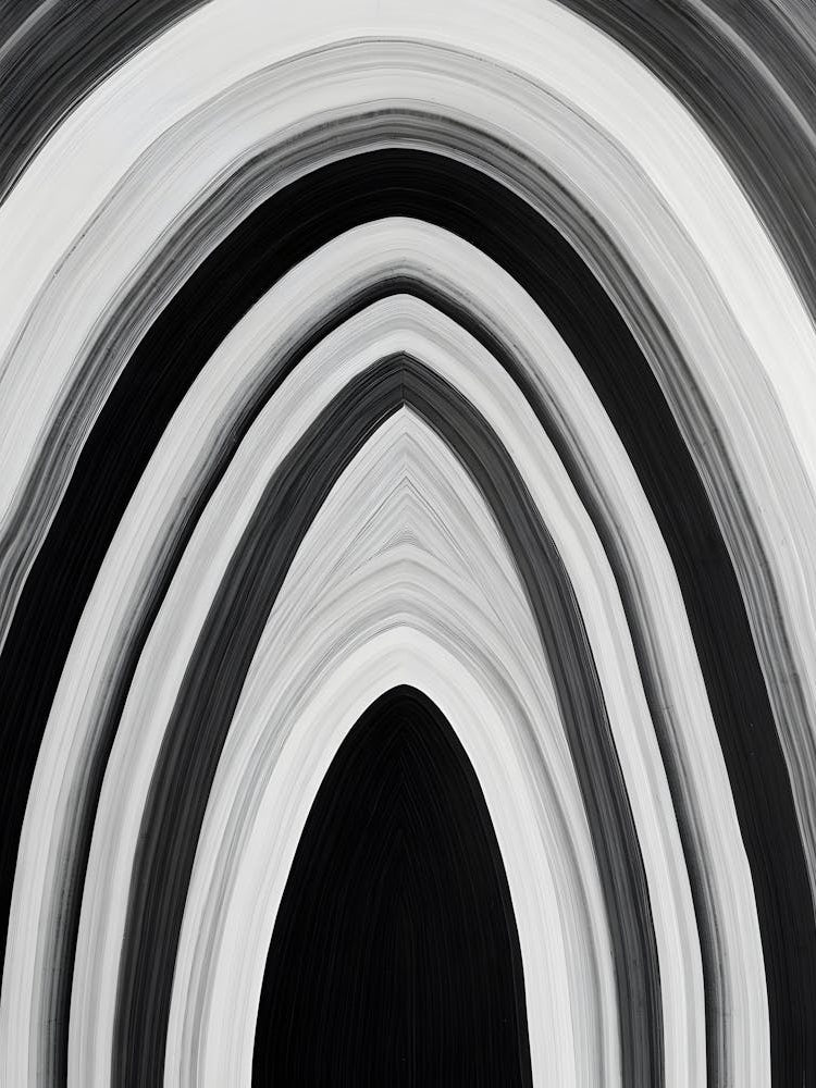 Dynamic Arches Abstract Print - Striking Black and White