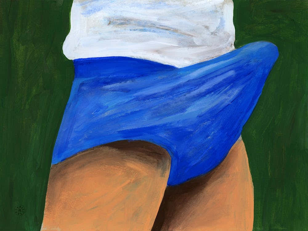 Blue Bulge - male nude homoerotic underwear gay art man bedroom
