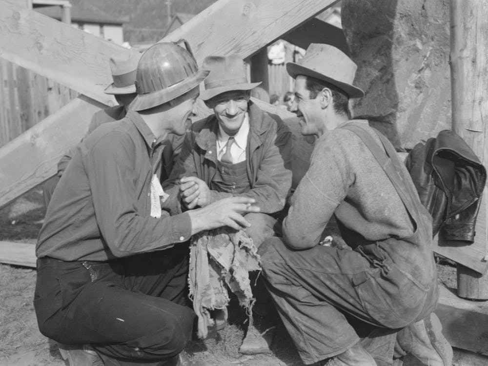 Miners Talking At Labor Day Celebration, Silverton, Colorado By Russell Lee