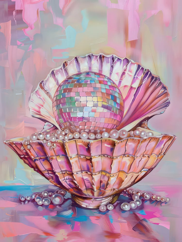 Seashell Disco Ball Beachy Room Decor Coastal Mirror Ball Pearls