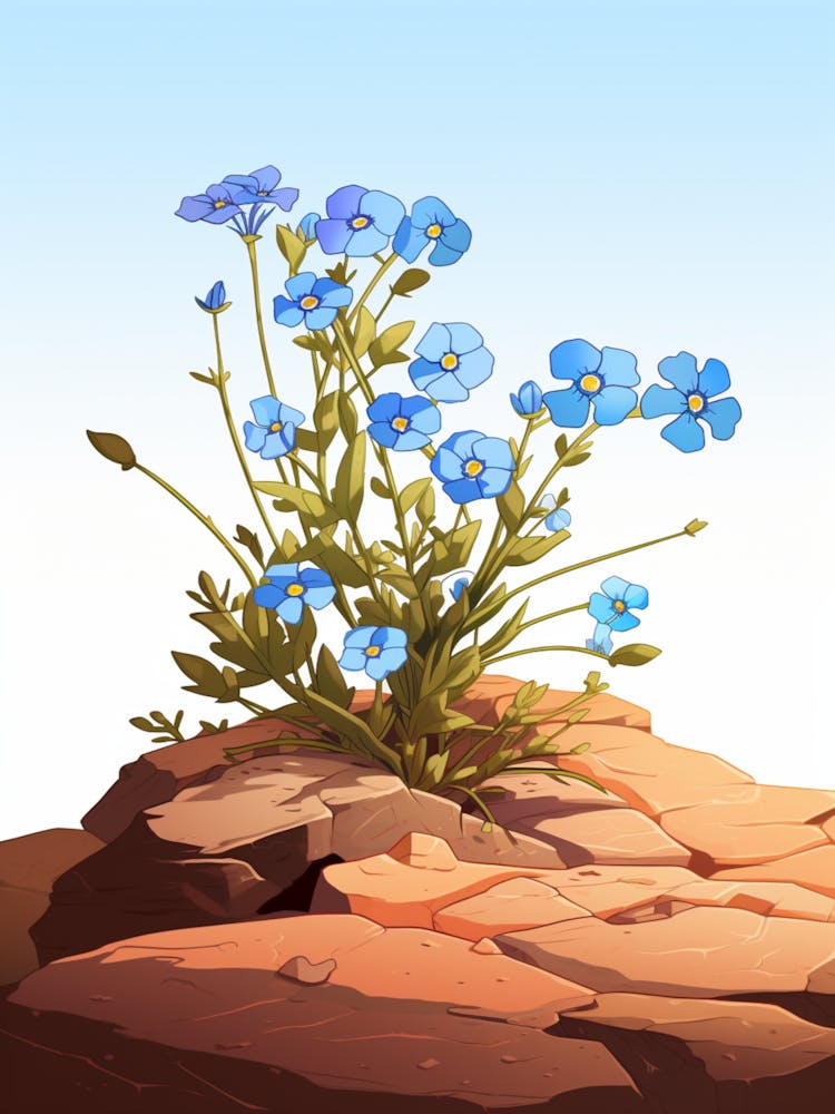 Forget Me Not, Sprouting From A Rock In The Dessert  (1)