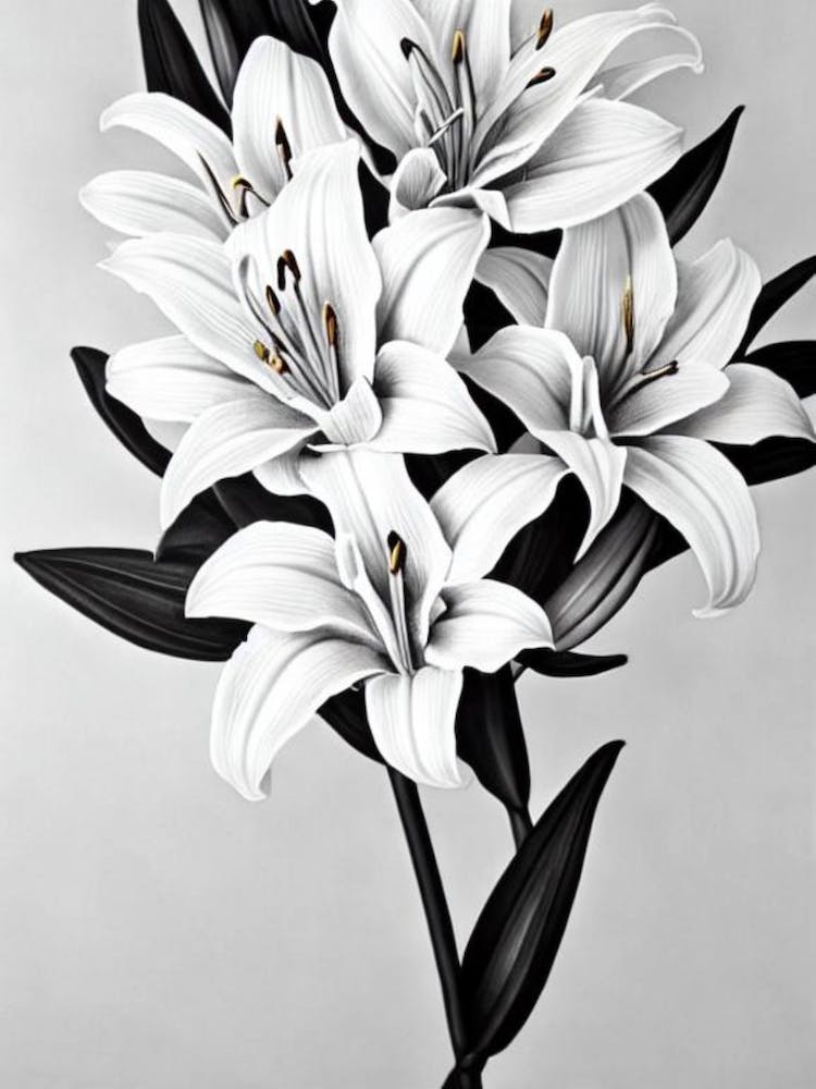 Lilien S/W Bleistift 2 Blume