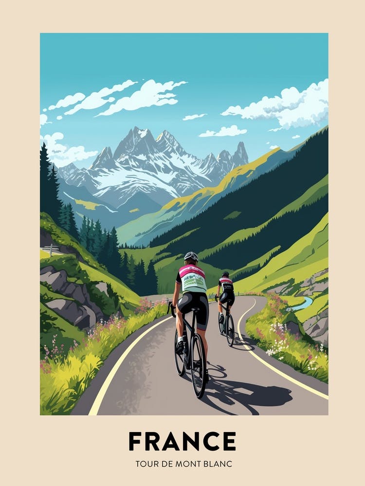 Tour De Mont Blanc France 1 Vintage Cycling Travel Poster