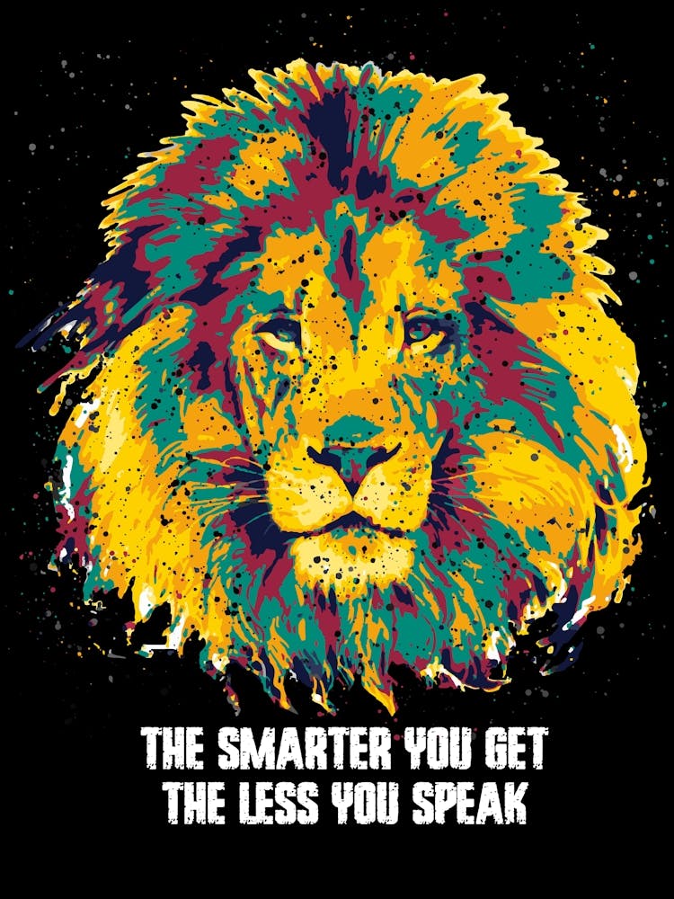 The Lion Colorful Splash Pop Art Quotes