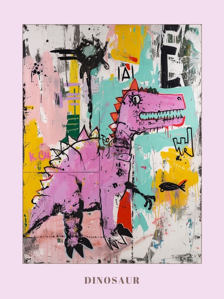 Abstract Graffiti Style Purple Dinosaur Poster