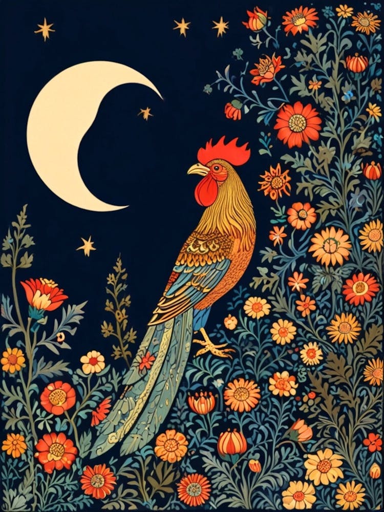 William Morris Rooster In The Garden