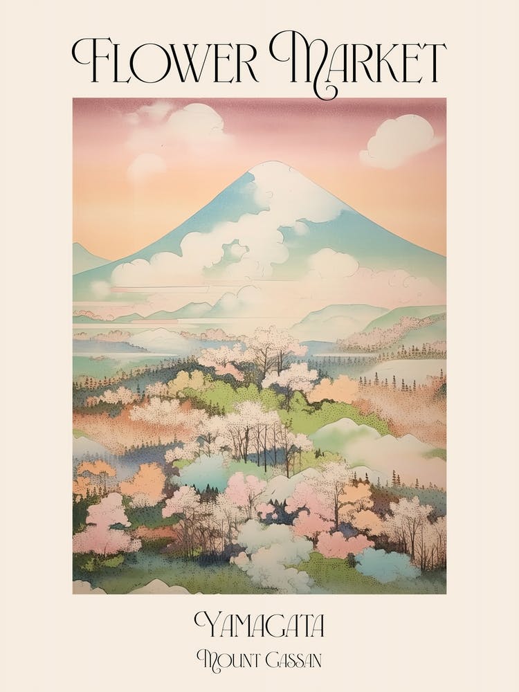 Flower Market Mount Gassan In Yamagata, Japanese Landscape 2 Poster