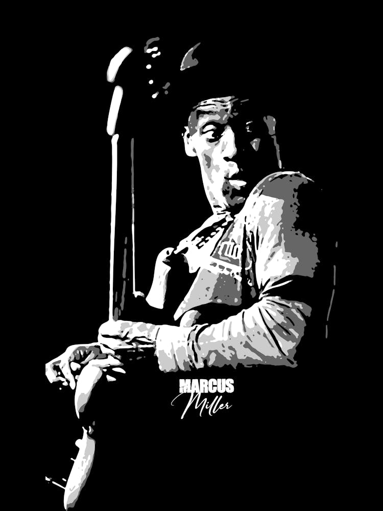 Marcus Miller American Music Legend in Grayscale Art