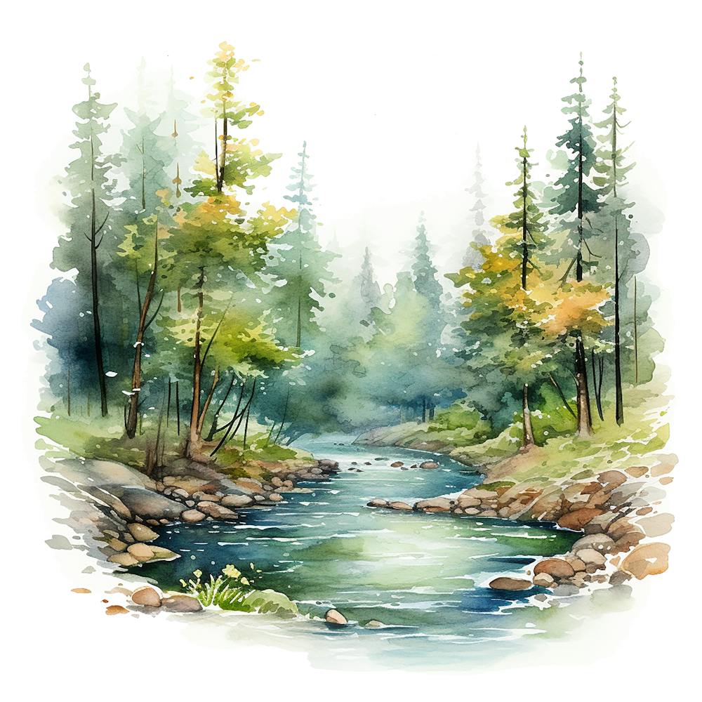 Watercolor Of A Forest