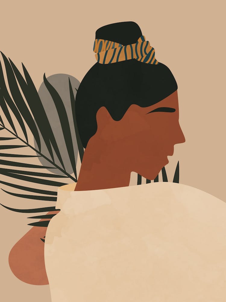 Illustration Of A Woman With A Bun