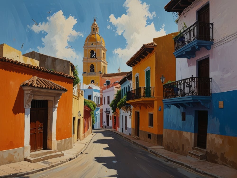 Street Scene In Colombia Art