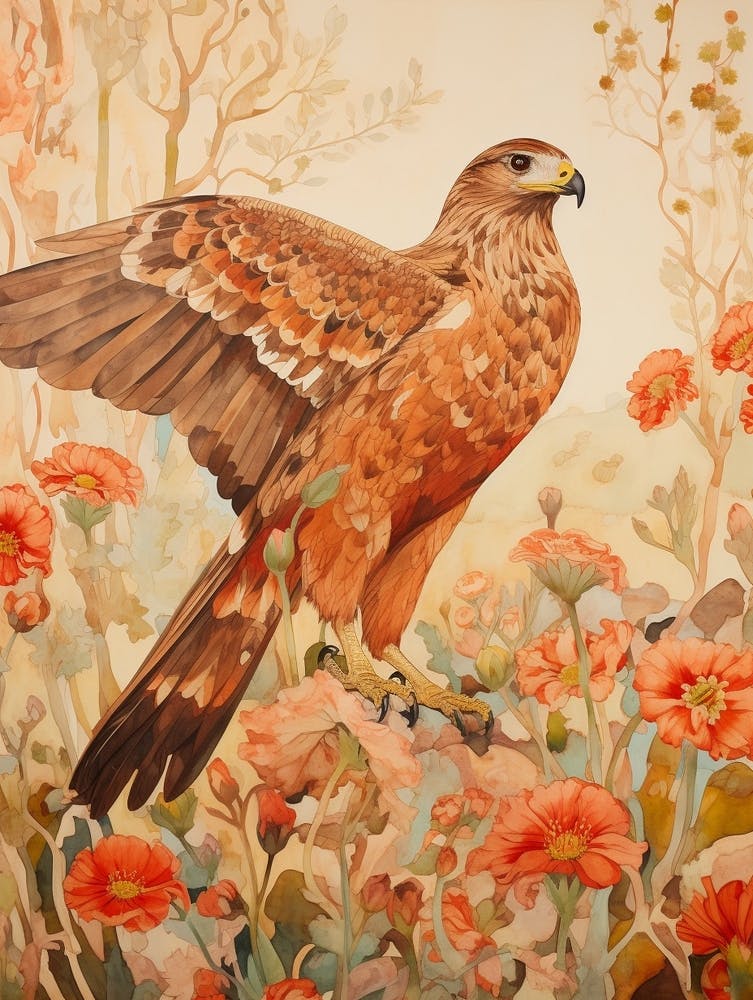 Red Tailed Hawk 3 Detailed Bird Painting