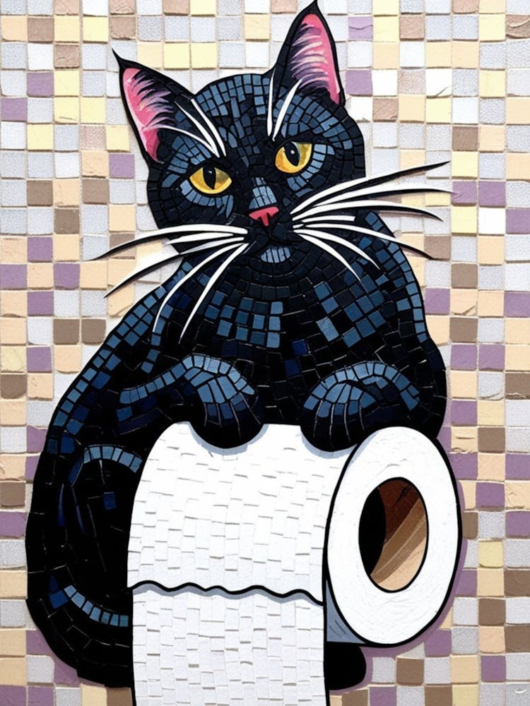 Black Cat On Toilet Paper
