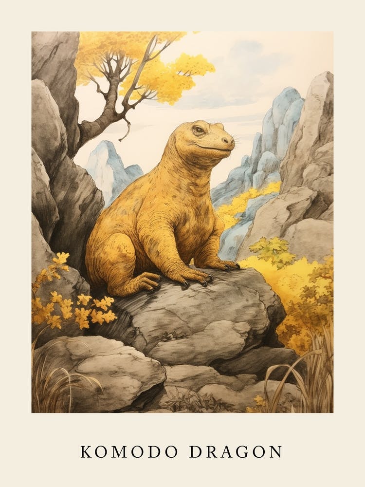 Beatrix Potter Inspired  Animal Watercolour Komodo Dragon