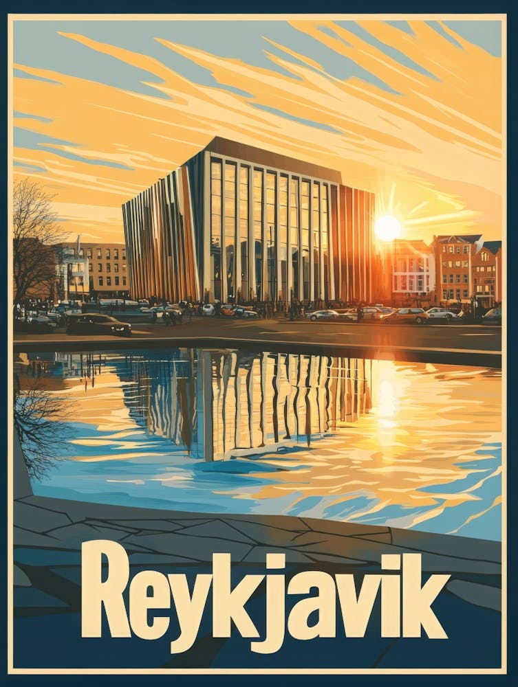 Aihrgdesign A Mid Century Modern Travel Poster For Reykjavik 5
