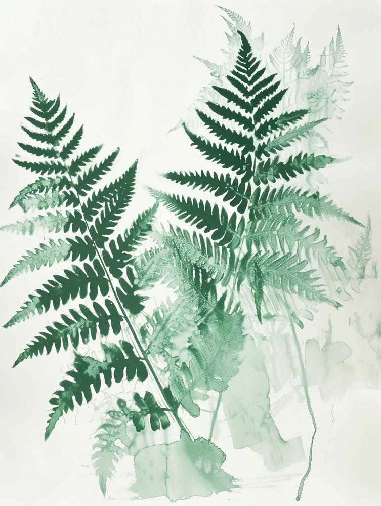 Green Ink Painting Of A Netted Chain Fern 4